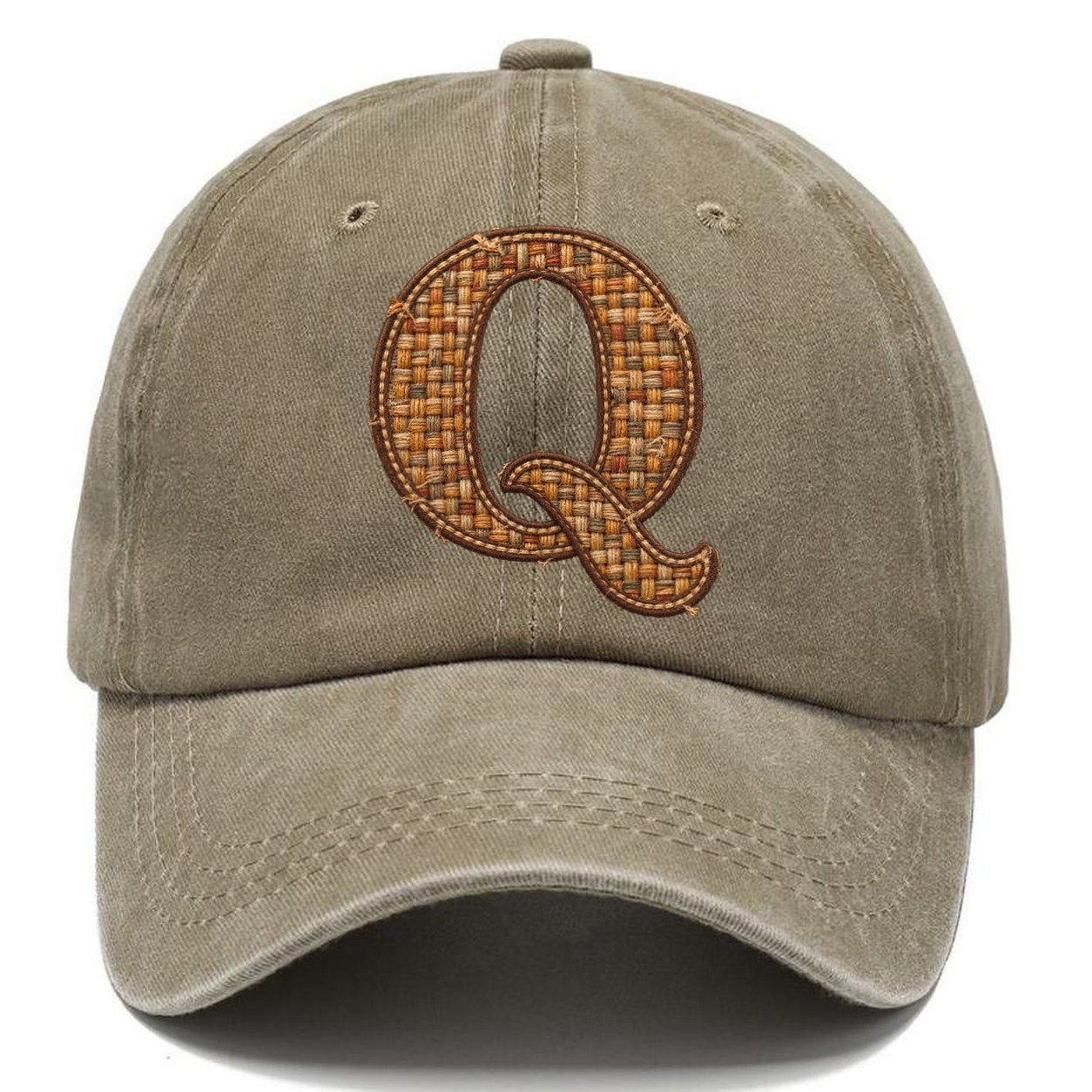 Woven Tweed Q Monogram Classic Cap – Warm Sand