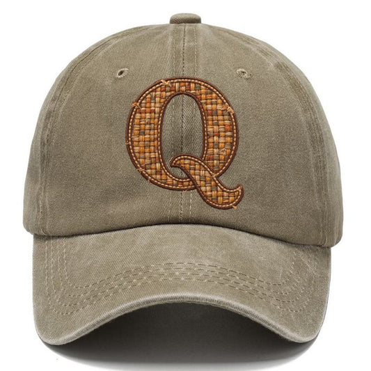 Woven Tweed Q Monogram Classic Cap – Warm Sand