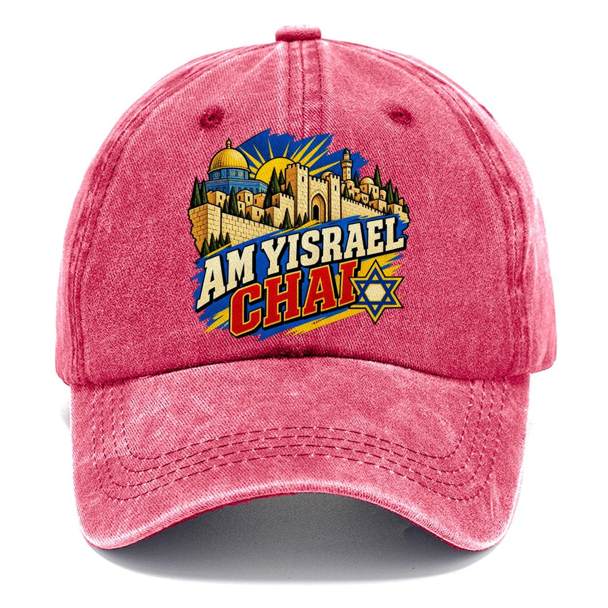 Pop Art Am Yisrael Chai Jerusalem Classic Cap – Pomegranate Blush