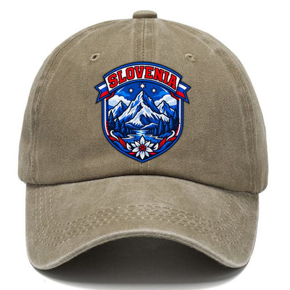 Slovenia Retro Badge Country Logos Classic Cap – Warm Sand