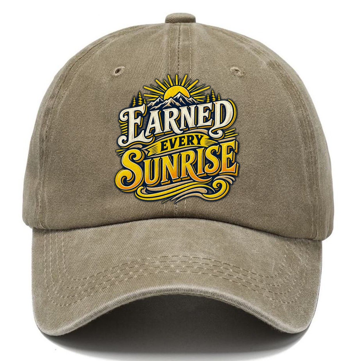 Earned Every Sunrise Retired Living Classic Cap – Warm Sand