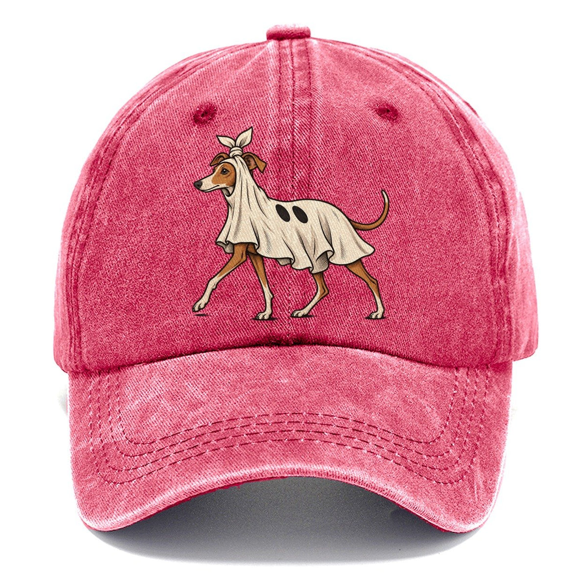 One Italian Greyhound In Halloween Costume Ghost Costume With A Jaunty Knot Tied On Top Halloween Dog Parade Classic Cap – Pomegranate Blush