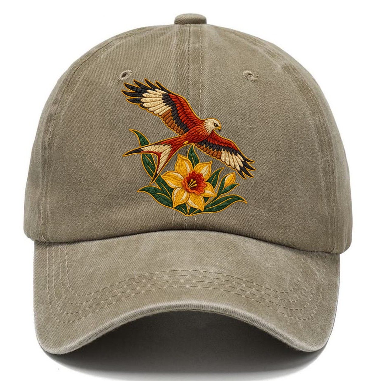 Welsh Daffodil And Red Kite Uk Culture Heritage Classic Cap – Warm Sand
