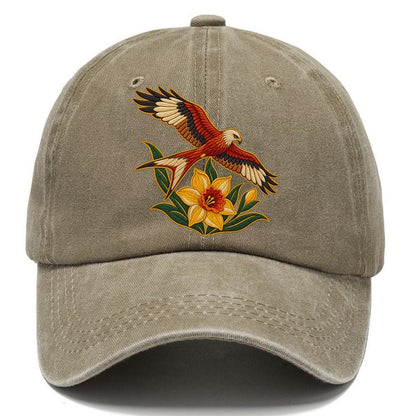 Welsh Daffodil And Red Kite Uk Culture Heritage Classic Cap – Warm Sand