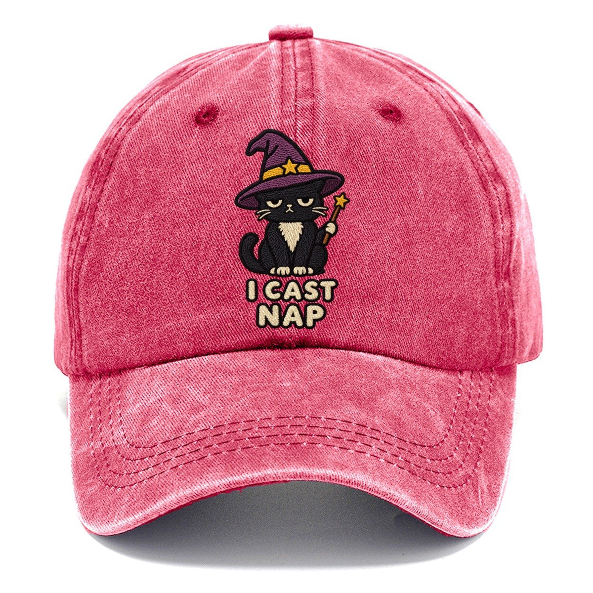 Black Cat Witch Weary Court Classic Cap – Pomegranate Blush