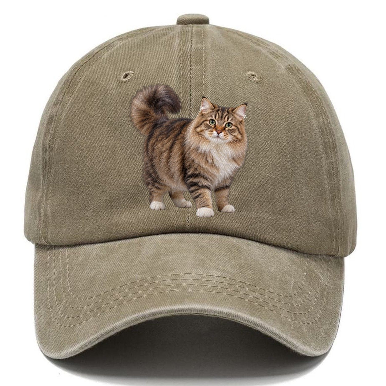 Siberian Standing Three Quarter Realistic Cat Portrait Classic Cap – Warm Sand