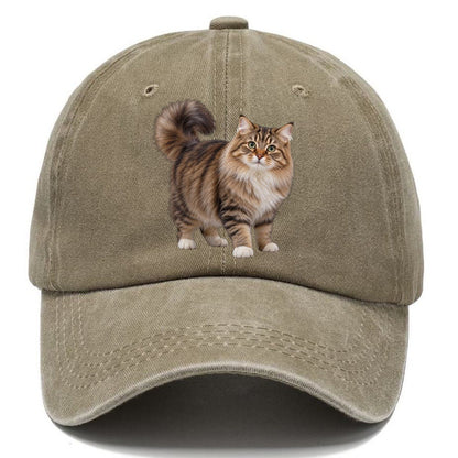 Siberian Standing Three Quarter Realistic Cat Portrait Classic Cap – Warm Sand