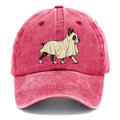 One Boston Terrier In Halloween Costume Ghost Draped In A Simple Sheet With Cut Eye Holes Halloween Dog Parade Classic Cap – Pomegranate Blush