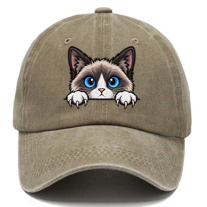 Snowshoe Cat Peeking Peeking Cats Classic Cap – Warm Sand