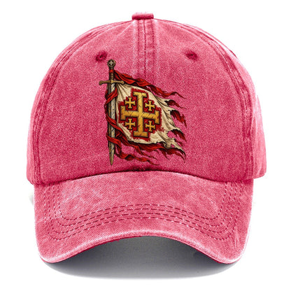 Crusader Heraldry Jerusalem Cross Shield Classic Cap – Pomegranate Blush