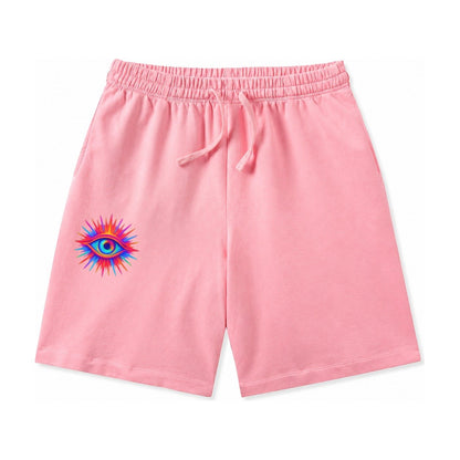 Rainbow Third Eye Prismatic Eye Radiating Spectrum Colors Re Washed Shorts – Pink