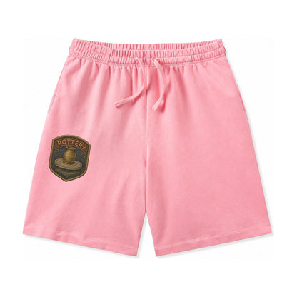 Pottery Wheel With Clay Vessel Ceramicist Symbol Washed Shorts – Pink
