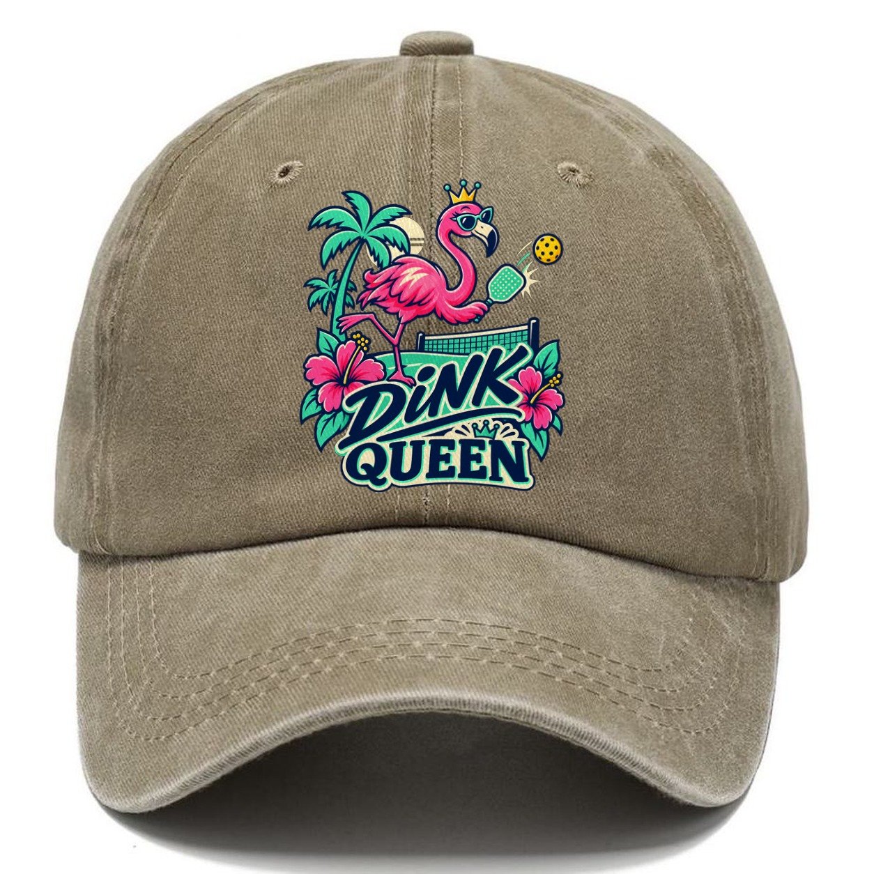 Flamingo Dink Queen Pickleball Life Classic Cap – Warm Sand