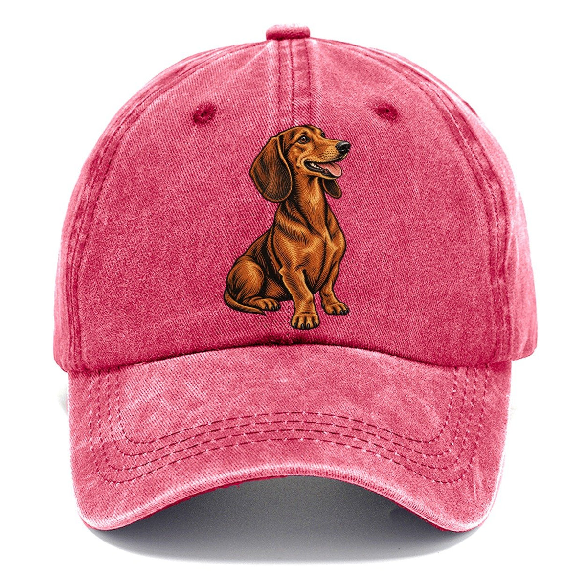 Happy Dachshund Portrait Classic Cap – Pomegranate Blush