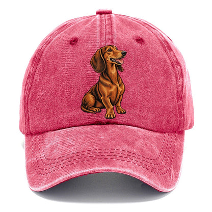 Happy Dachshund Portrait Classic Cap – Pomegranate Blush