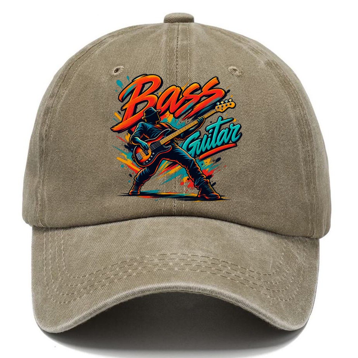 Bass Guitar Wordmark Music Instruments Classic Cap – Warm Sand