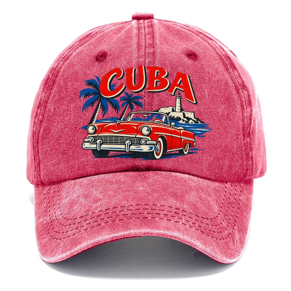 Cuba Retro Badge Classic Cap – Pomegranate Blush