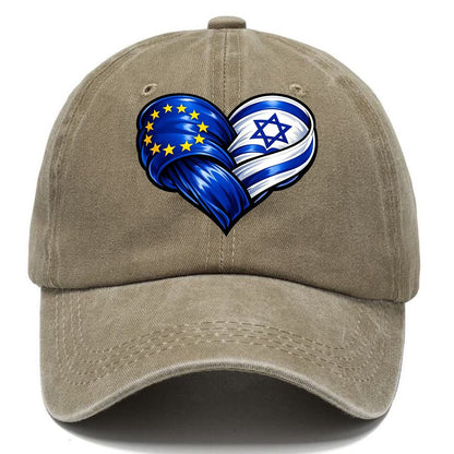 Eu Israel Intertwined Flag Heart Classic Cap – Warm Sand