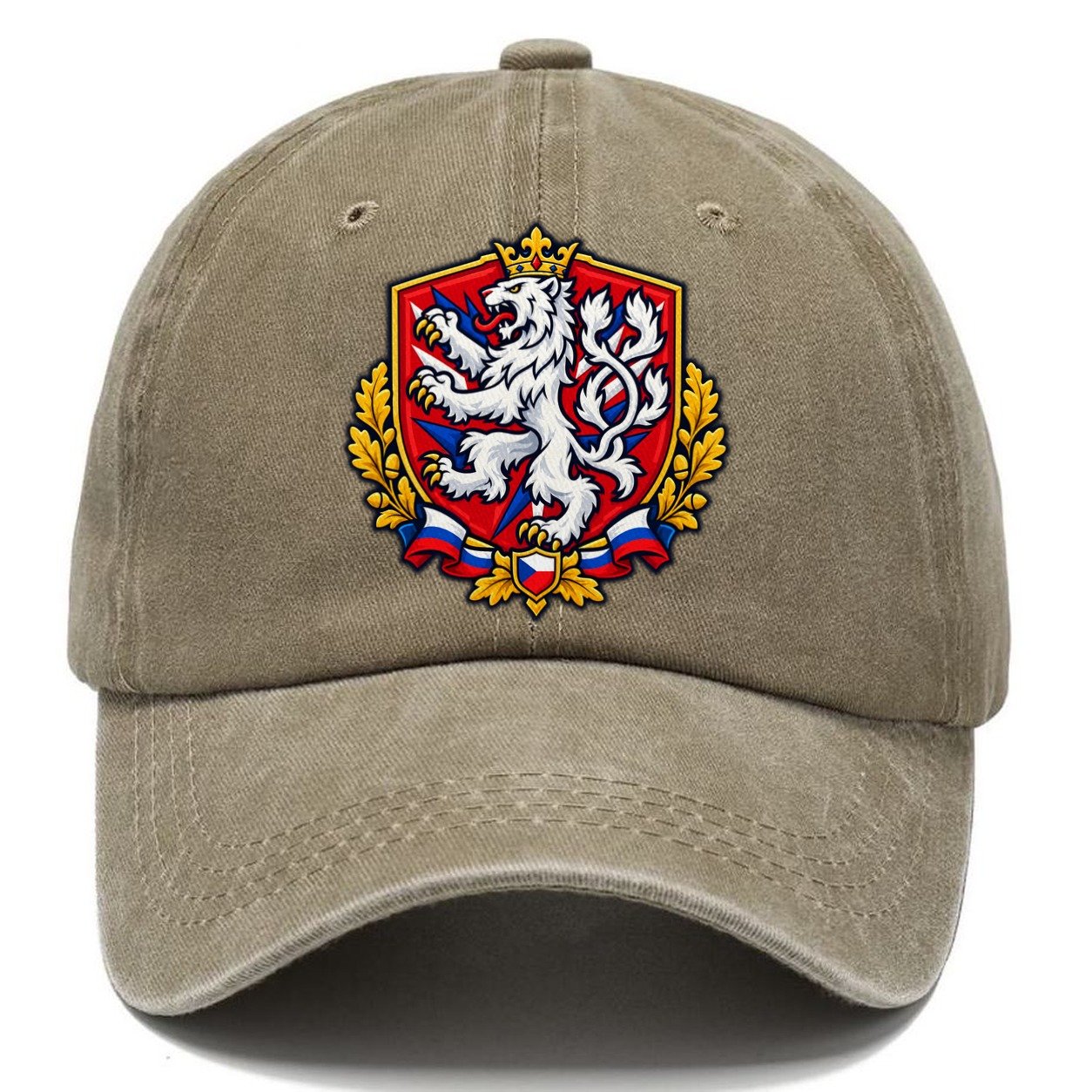 Czech Republic Heraldic Crest Country Logos Classic Cap – Warm Sand