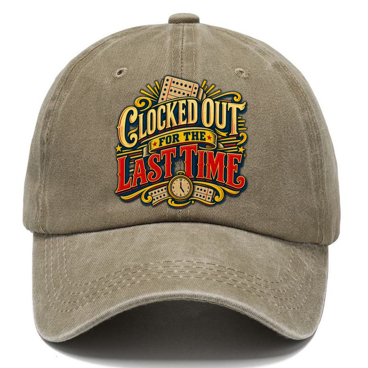 Clocked Out For The Last Time Retired Living Classic Cap – Warm Sand