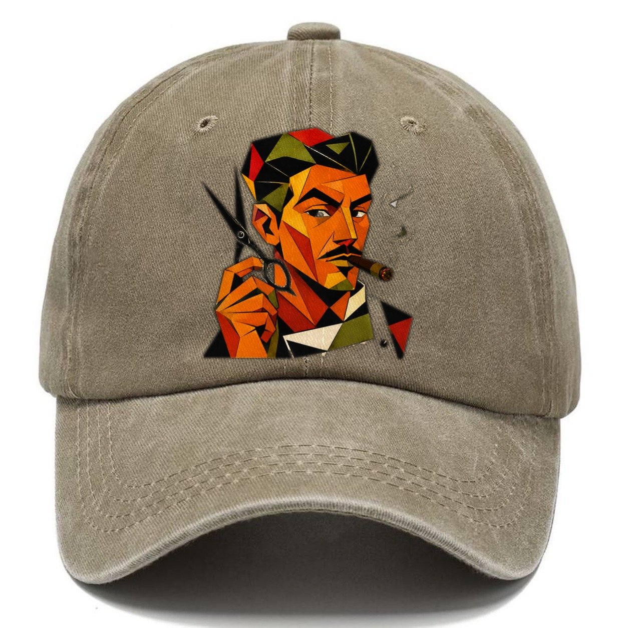 Barber Scissors Portrait Classic Cap – Warm Sand