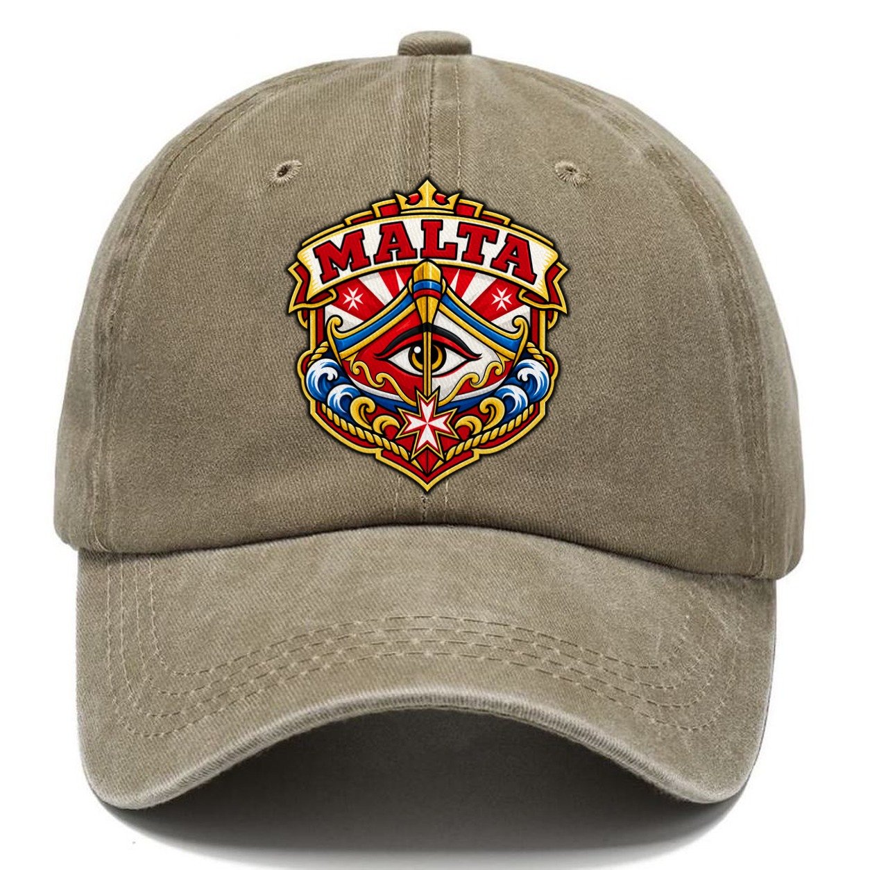 Malta Retro Badge Country Logos Classic Cap – Warm Sand