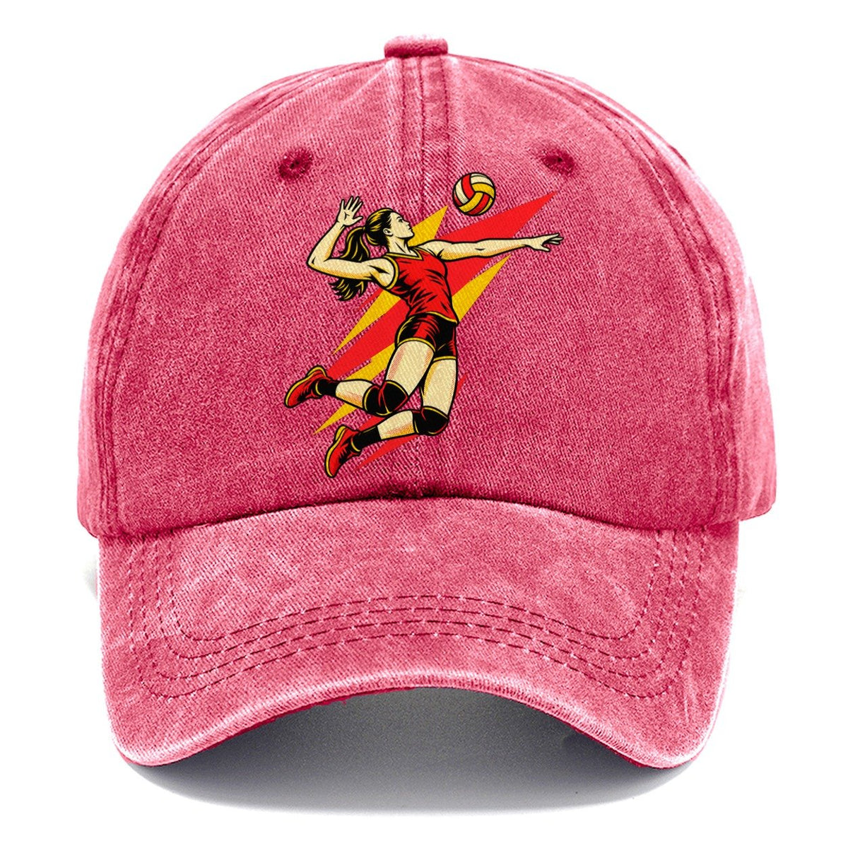 Volleyball Spike Pop Art Classic Cap – Pomegranate Blush