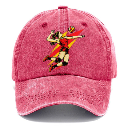 Volleyball Spike Pop Art Classic Cap – Pomegranate Blush