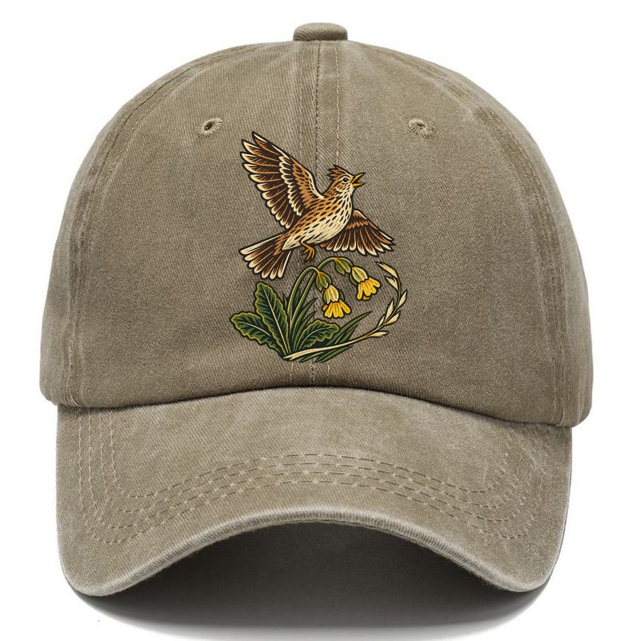 South Downs Skylark And Cowslip Uk Culture Heritage Classic Cap – Warm Sand
