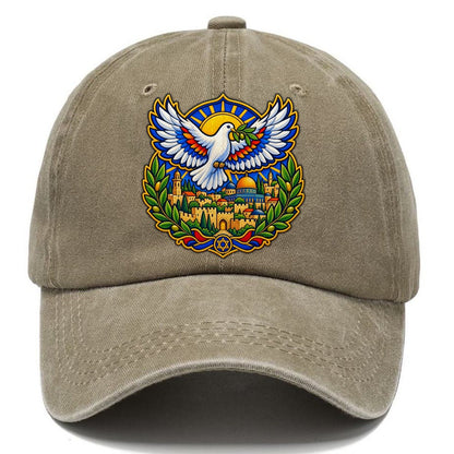 Dove Over The City Jerusalem Classic Cap – Warm Sand