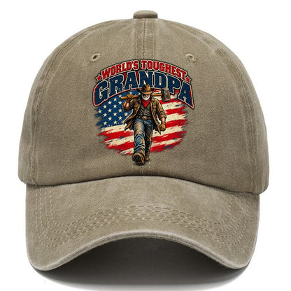 World S Toughest Grandpa Old Man Strong Classic Cap – Warm Sand