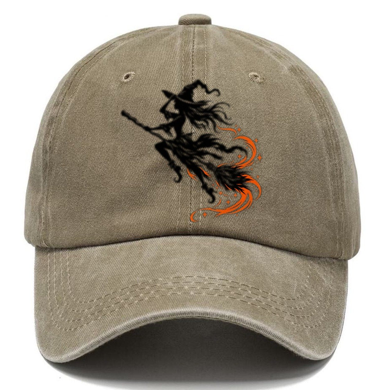 Airborne Witch On A Broom Witch Magic Classic Cap – Warm Sand