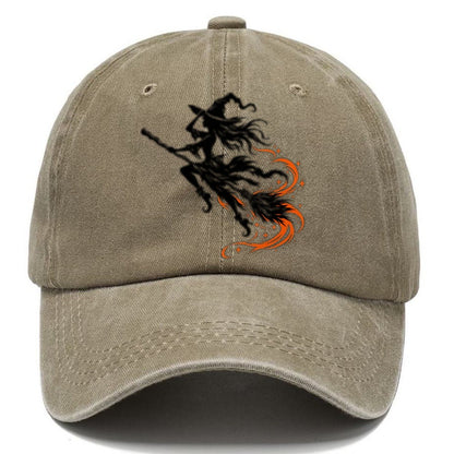 Airborne Witch On A Broom Witch Magic Classic Cap – Warm Sand