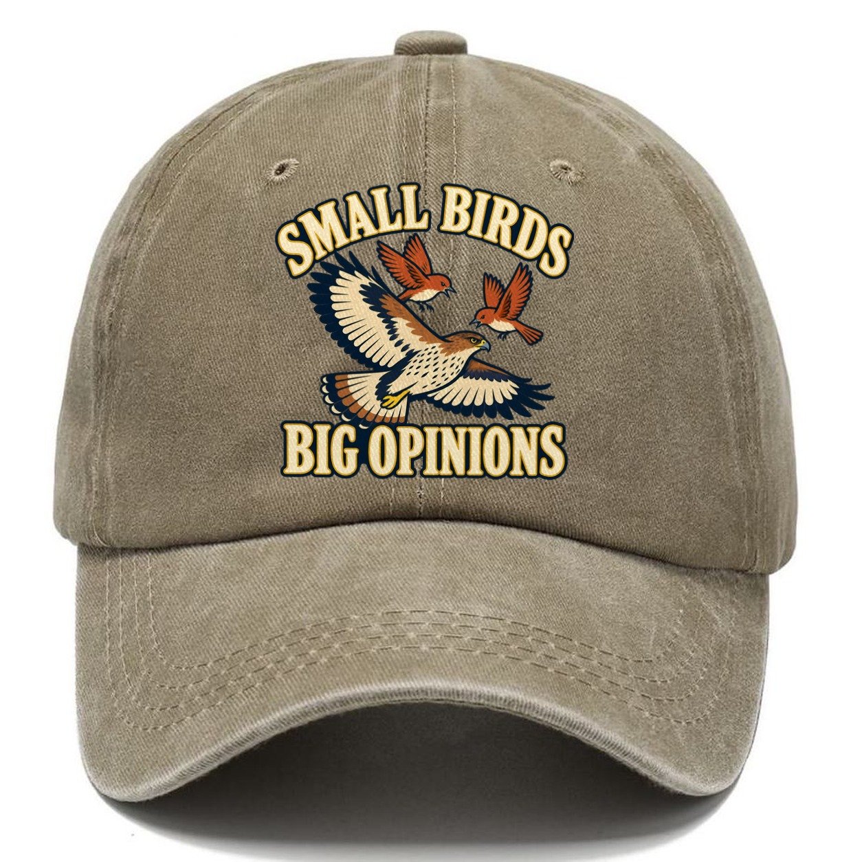 Small Birds Big Opinions Birdwatching Classic Cap – Warm Sand