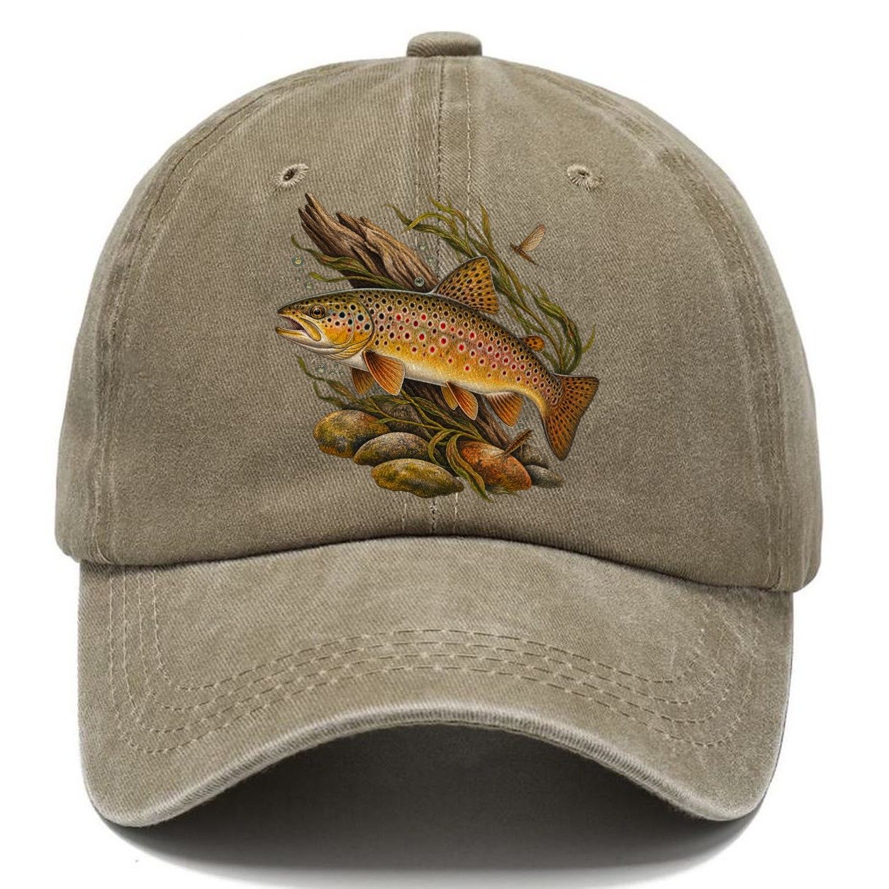 Brown Trout Specimen Study Fishing Club Classic Cap – Warm Sand