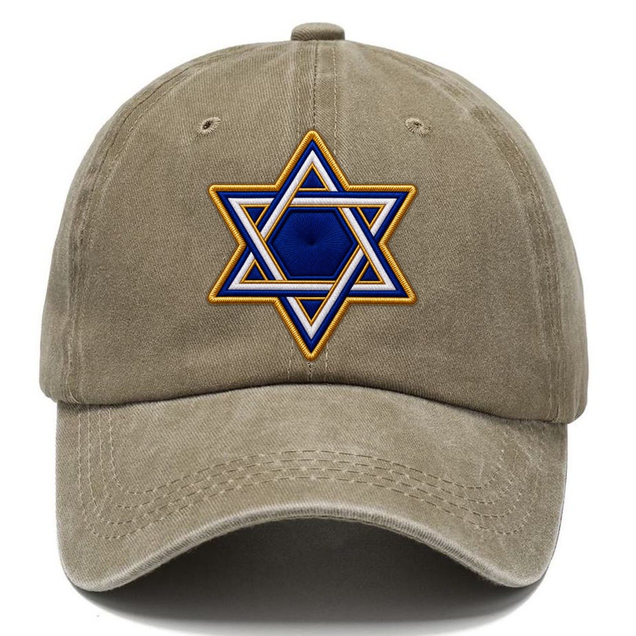 Star Of David Embroidered Patch Judaism Heritage Classic Cap – Warm Sand