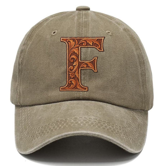 Tooled Leather F Monogram Classic Cap – Warm Sand