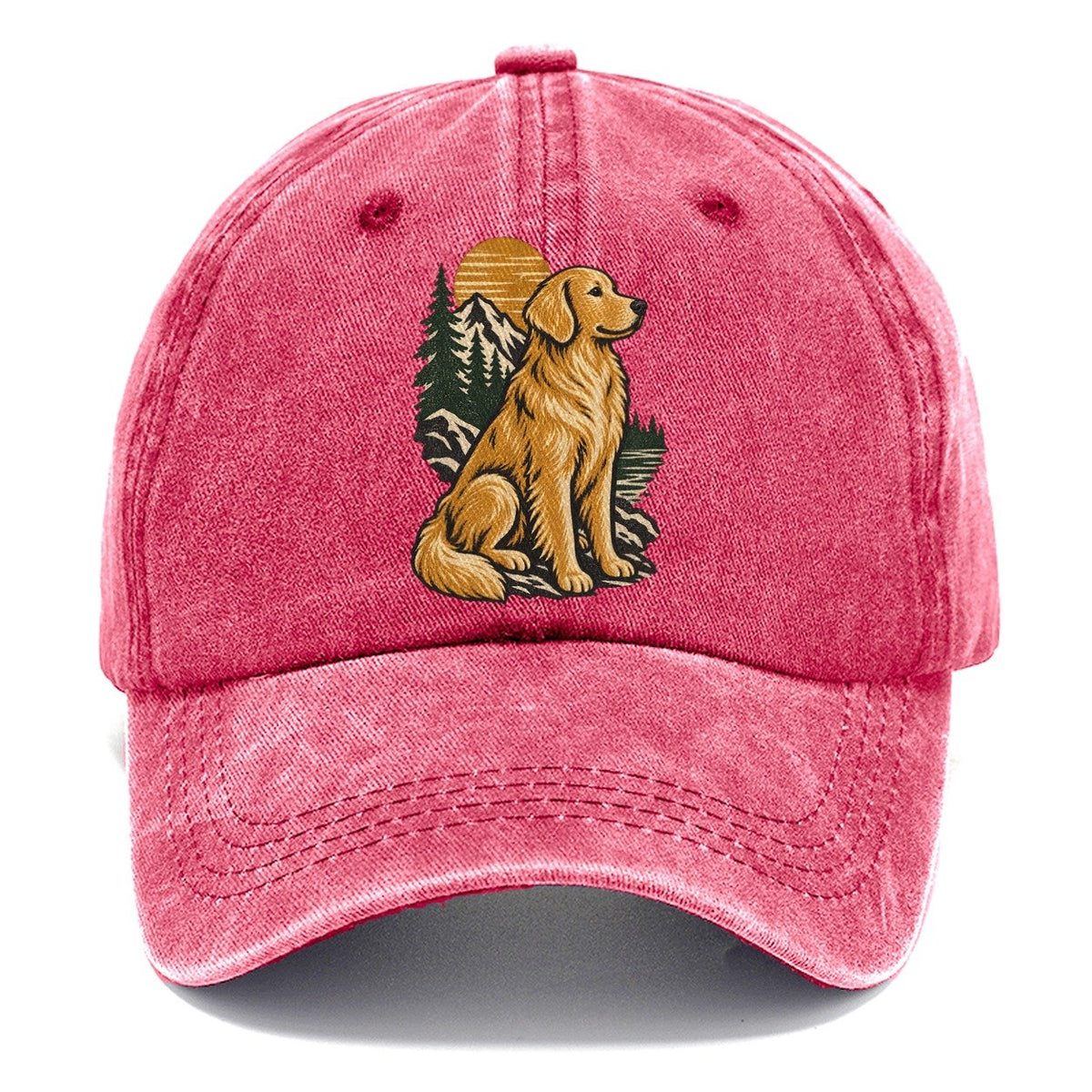 Golden Retriever Mountain Lake Classic Cap – Pomegranate Blush