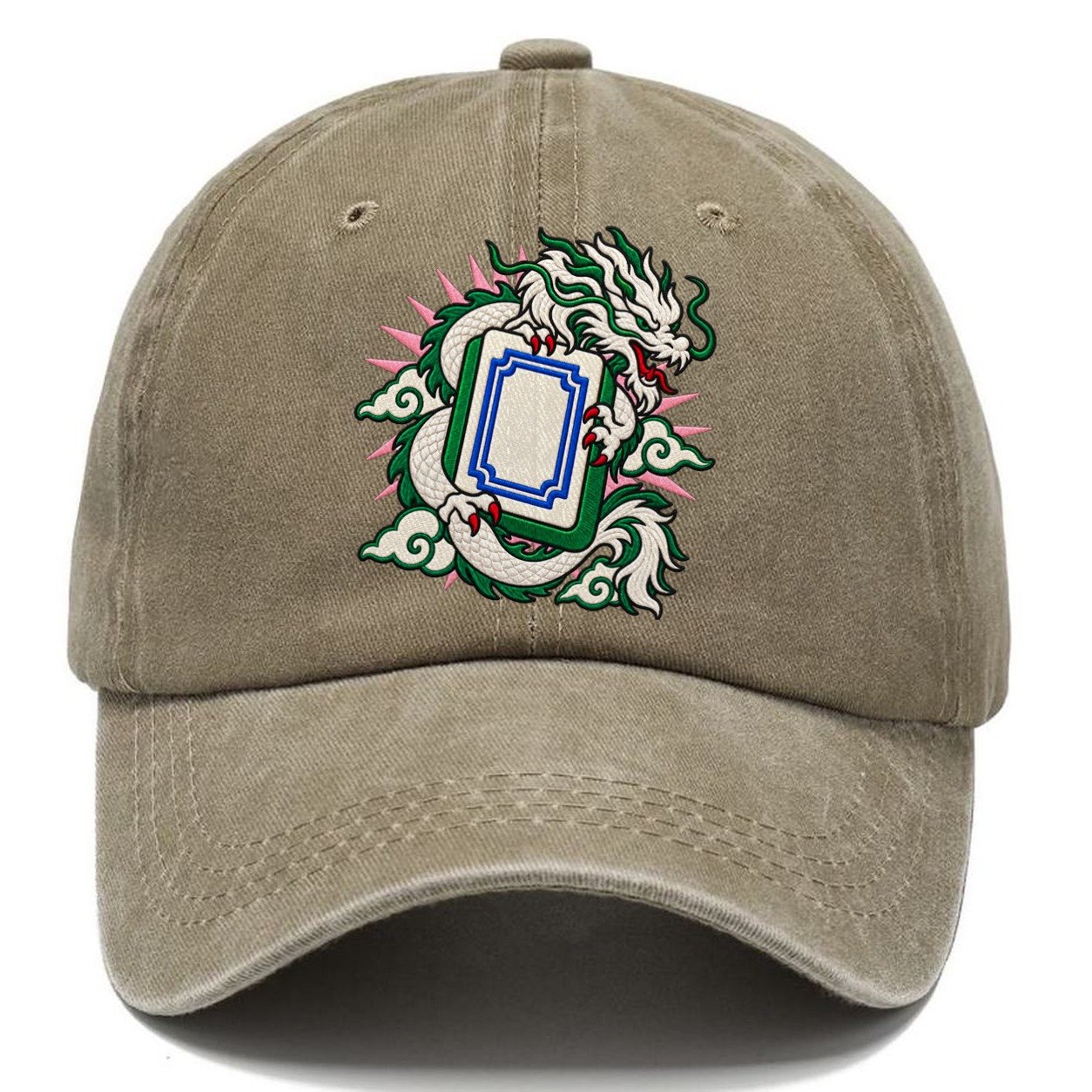 White Dragon Mahjong Game Night Classic Cap – Warm Sand