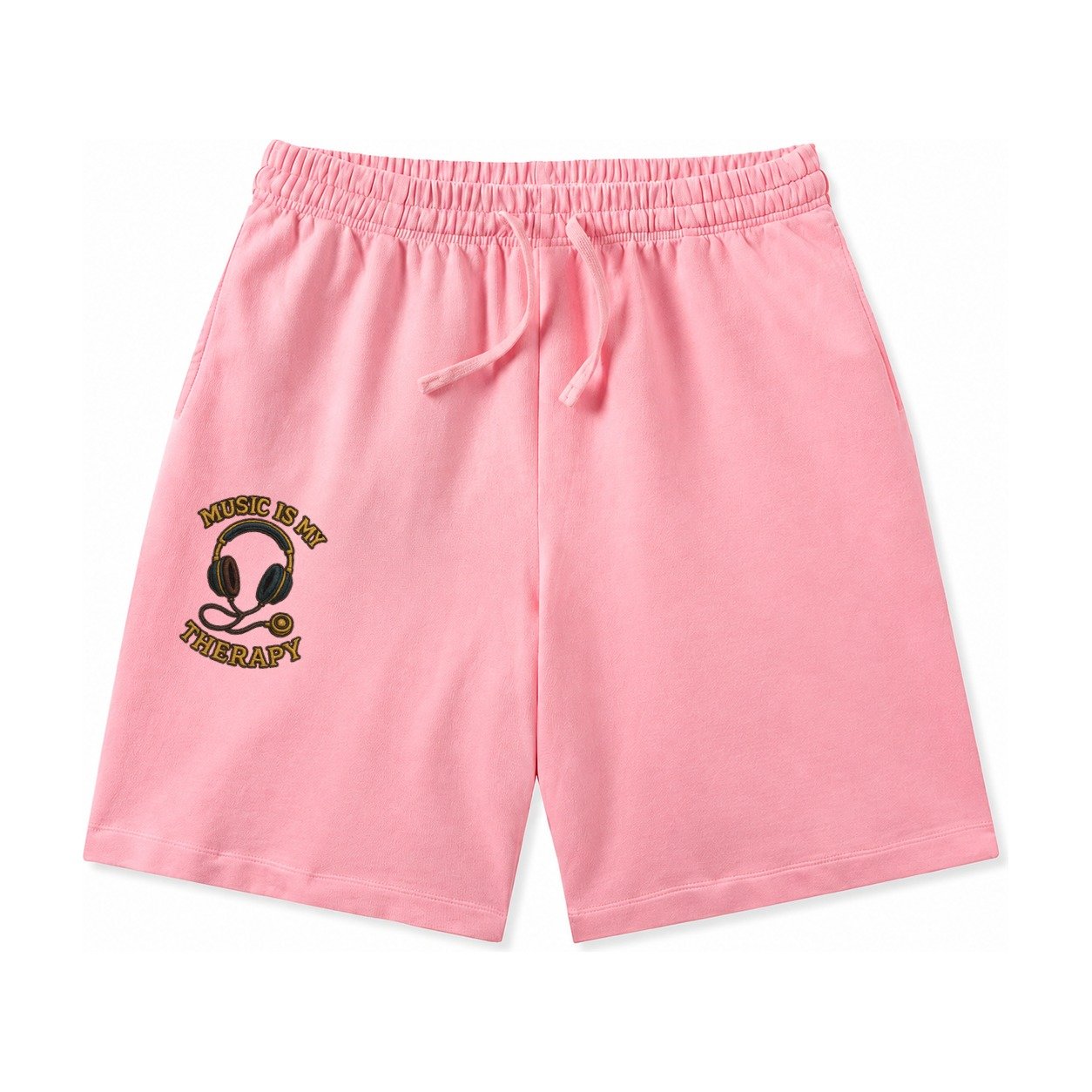 Music Is My Therapy Washed Shorts – Pink