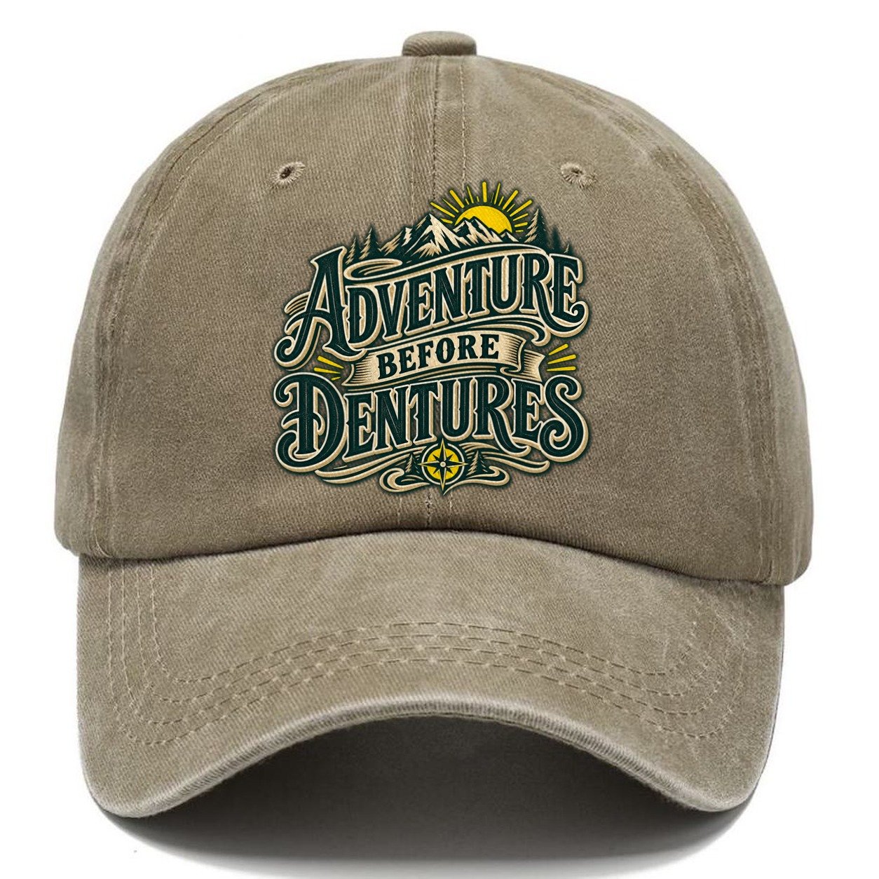 Adventure Before Dentures Retired Living Classic Cap – Warm Sand