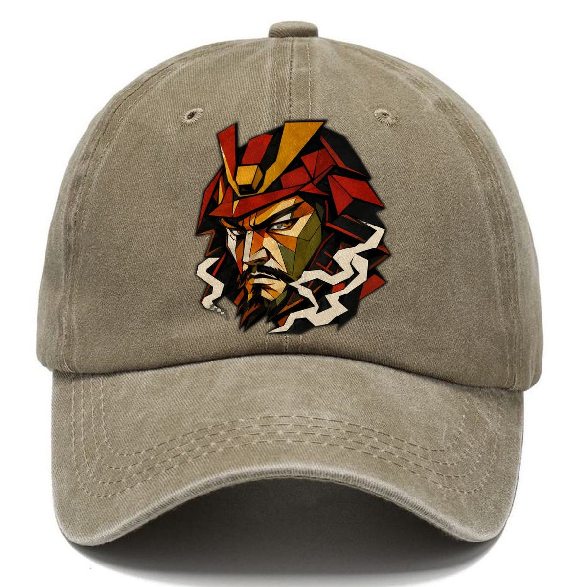 Samurai Helmet Portrait Classic Cap – Warm Sand