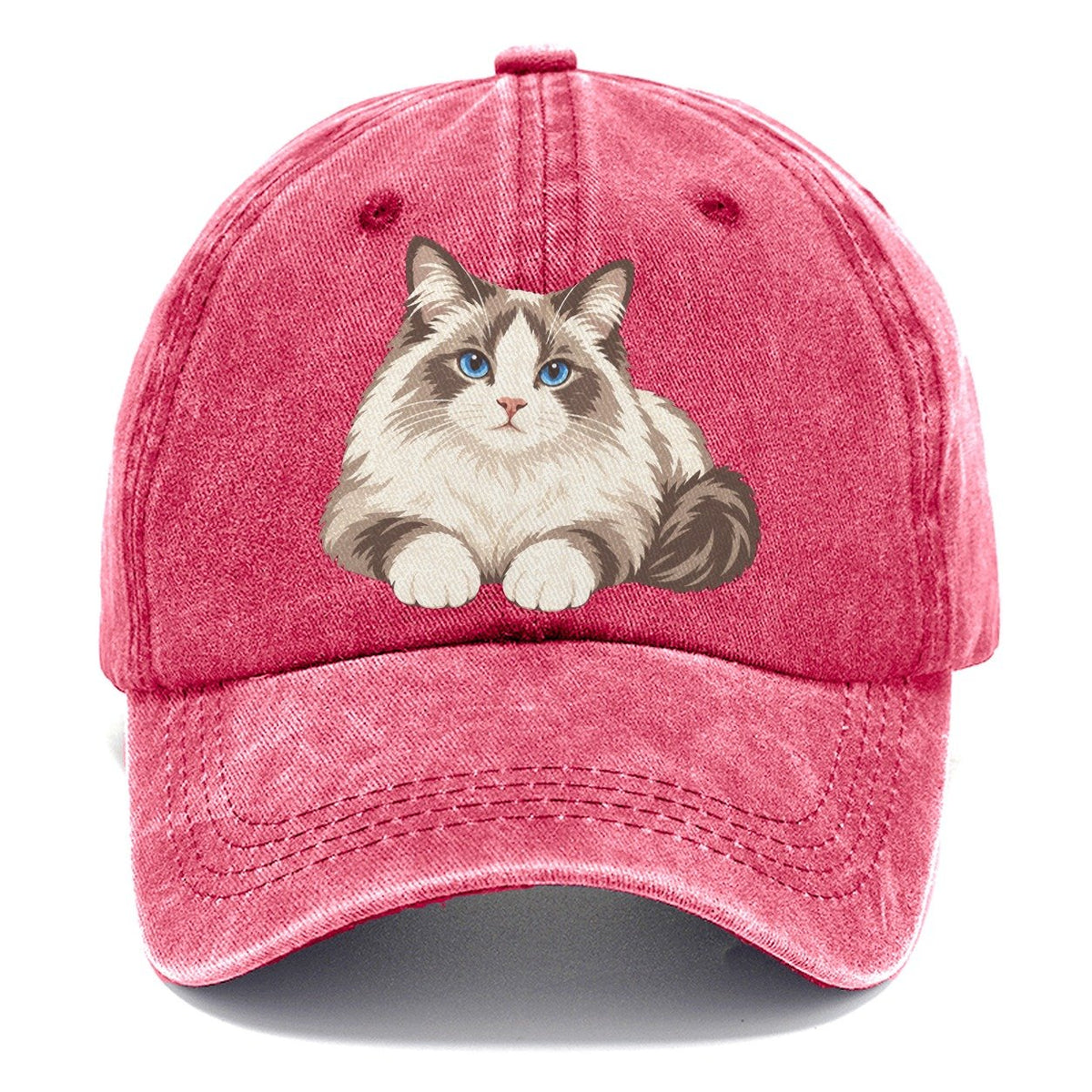Ragdoll Reclining Paws Forward Realistic Cat Portrait Classic Cap – Pomegranate Blush
