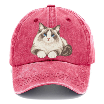 Ragdoll Reclining Paws Forward Realistic Cat Portrait Classic Cap – Pomegranate Blush