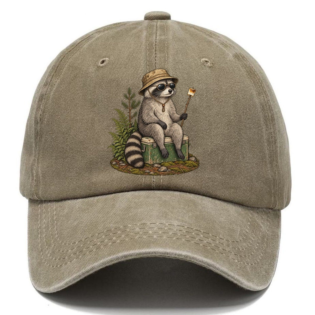 Raccoon Marshmallow Slow Camp Club Classic Cap – Warm Sand