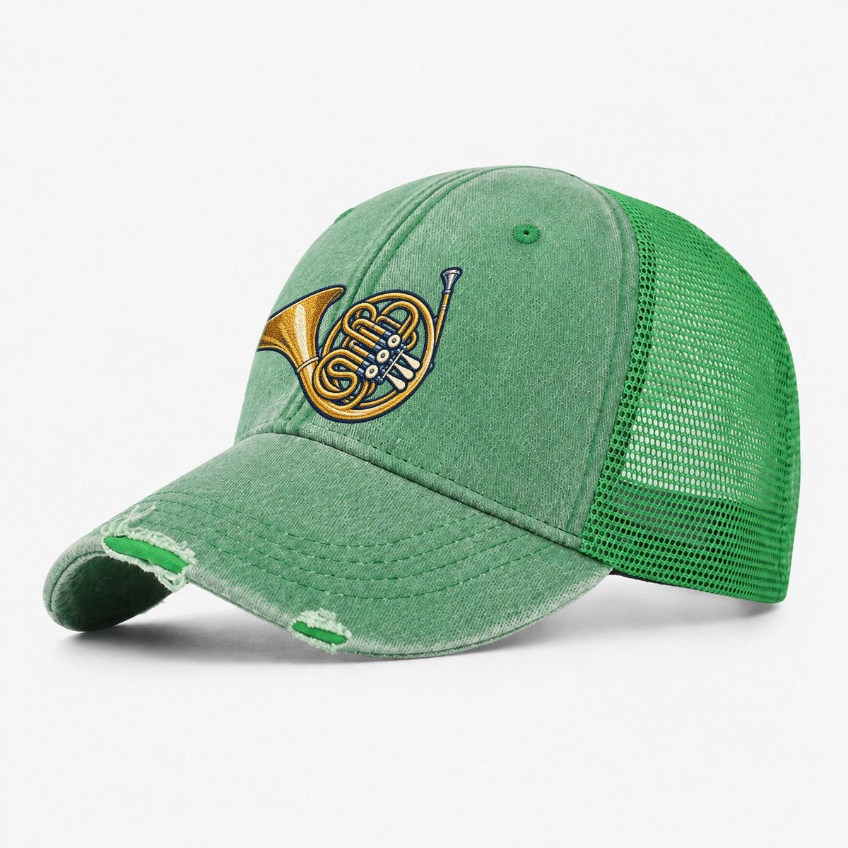 French Horn Tiny Solo Marks Washed Trucker Hat – Ink Green