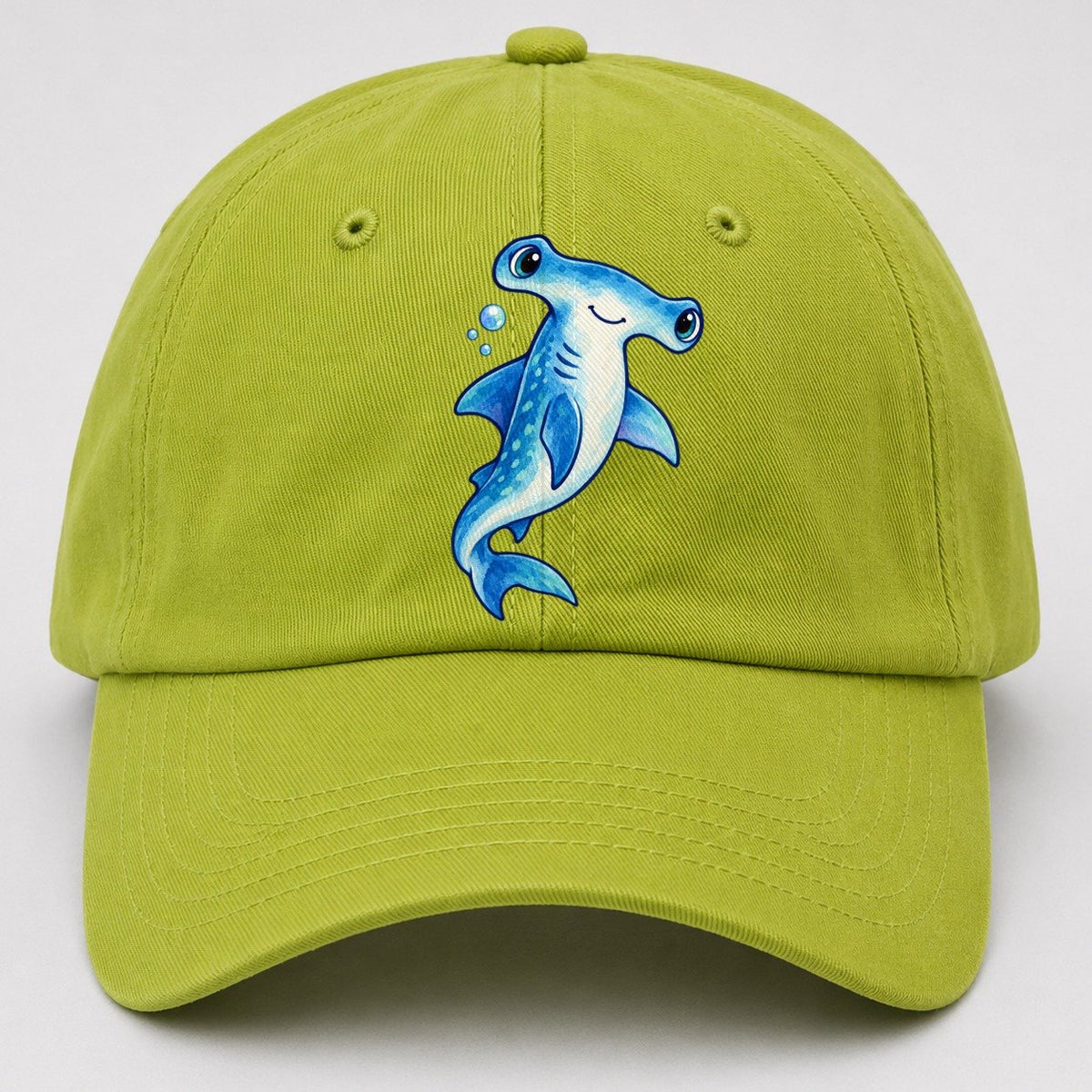 Hammerhead Shark Upward Swim Sea Sprite Baseball Cap – Fluorescent Green