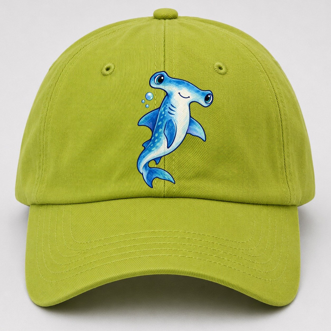 Hammerhead Shark Upward Swim Sea Sprite Baseball Cap – Fluorescent Green