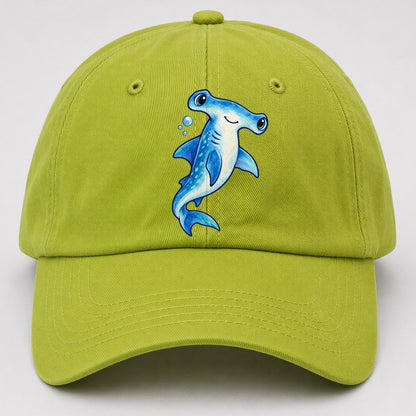 Hammerhead Shark Upward Swim Sea Sprite Baseball Cap – Fluorescent Green