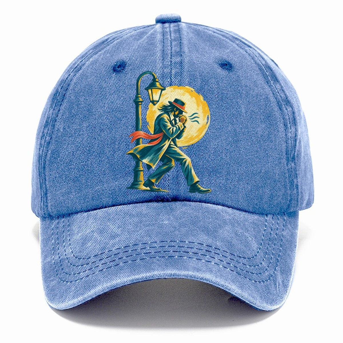 Man in Hat by Lamppost Classic Cap – Summer Sky